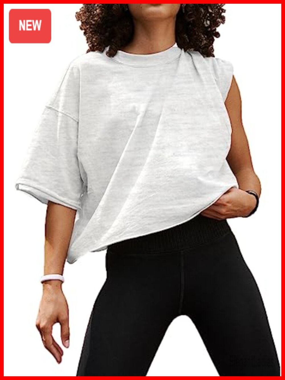 Oversized Cotton Blend Crop Top Short Sleeve Athletic Yoga Gym T-Shirt